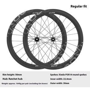 Paire de roues de vélo de route en fibre de <span class=keywords><strong>carbone</strong></span> à <span class=keywords><strong>cadre</strong></span> élevé avec frein à disque à axe traversant de 50/65mm moyeu à lame en <span class=keywords><strong>carbone</strong></span> à cliquet 36t - Product Image 6