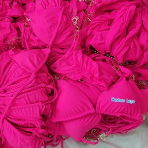 Ensemble bikini brésilien micro mini personnalisé pour femmes, réversible, bandeau, motif à pois, ceinture, spandex/nylon, 2 pièces - Product Image 2