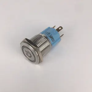 UL Certified 16mm Blue LED Power Push Button Switch Momentary Or Latching 12V Rated For Push Button Switches