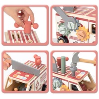 Jouet de voiture de police en bois sûr et lisse, type Busy Board, avec outils de manivelle, idéal pour la maternelle et comme cadeau de vacances pour enfants