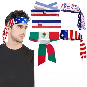 프로모션 통기성 조절 가능한 머리 스트레치 스포츠 멕시코 국가 깃발 넥타이 머리띠 로고 인쇄