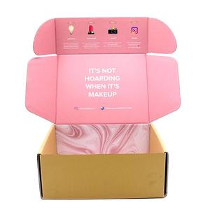 Caja de Cartón Corrugado Rosa para Cosméticos con Logotipo Personalizado en Relieve, Materiales Reciclados, Cuadrada, Plegable, para Envíos de Ropa - Product Image 3