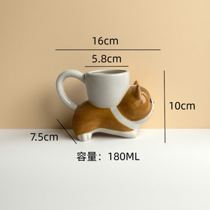 <span class=keywords><strong>Mug</strong></span> à café en céramique mignon et original, petit modèle, motif chien <span class=keywords><strong>Corgi</strong></span> 3D, peint à la main, couleur marron, logo personnalisé, mugs en porcelaine pour enfants, cadeau pour fille - Product Image 6