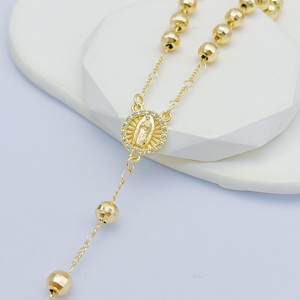 JML all'ingrosso 14K placcato <span class=keywords><strong>oro</strong></span> vergine maria croce <span class=keywords><strong>collana</strong></span> popolare Punk <span class=keywords><strong>rosario</strong></span> accessori religiosi gioielli cristiani realizzati in ottone - Product Image 4