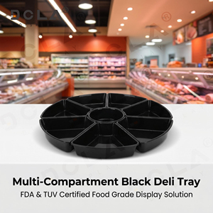 Bac de présentation en plastique noir brillant pour charcuterie et viande, bac alimentaire en plastique blanc pour comptoir de <span class=keywords><strong>boucherie</strong></span> et supermarché - Product Image 5