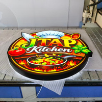 Enseigne lumineuse LED personnalisée par le fabricant, étanche pour extérieur, en aluminium thermoformé 3D, panneau publicitaire avec logo pour restaurant et cuisine