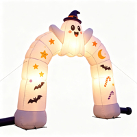 Arche Gonflable Fantôme d'Halloween avec LED, Slogan Personnalisé, Souffleur Oxford 120W, Décoration d'Entrée pour Événements