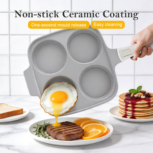 Padella per Omelette in Alluminio Pressofuso a 4 Fori, Antiaderente con Rivestimento in Ceramica, Manico Rimovibile, per Friggere le Uova - Product Image 5