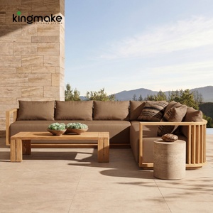 Ensemble <span class=keywords><strong>de</strong></span> meubles d'extérieur modernes imperméables, meubles <span class=keywords><strong>de</strong></span> patio en bois <span class=keywords><strong>haut</strong></span> <span class=keywords><strong>de</strong></span> <span class=keywords><strong>gamme</strong></span> avec coussins, canapé <span class=keywords><strong>de</strong></span> <span class=keywords><strong>jardin</strong></span> personnalisé pour hôtel - Product Image 1