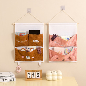 Fleece Canvas <b>Wall</b> <b>Storage</b> Bag Rectangle Multi Pocket Organizer For Keys Notebooks Living Room Student Dormitory Use - Product Image 2