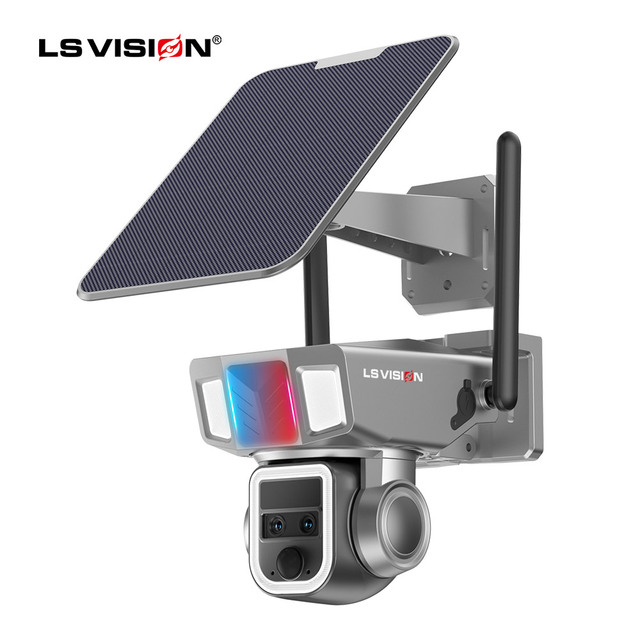 LS VISION Waterproof Outdoor PTZ CCTV Camera 20X Zoom 4G SIM Card IP Camera WIFI Solar Panel Battery Security Camera