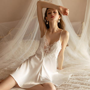 Pyjama <span class=keywords><strong>de</strong></span> nuit en dentelle transparente à col en V profond pour femmes décolleté chemise <span class=keywords><strong>de</strong></span> nuit en dentelle sexy - Product Image 4