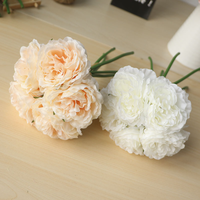 Buket Bunga Peony Kain Buatan Vintage untuk Dekorasi Rumah dan Pernikahan