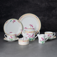 Set Cangkir dan Piring Bone China Mewah dengan Pola Bunga, Set Kopi Teh untuk Hotel, Teh Sore, Grosir Pabrik OEM ODM