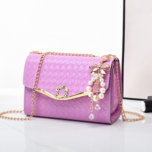 Fashion Custom Mini Girl Crossbody Solid Color Luxury Bags Women <b>Handbags</b> With Pearl Pendent - Product Image 6