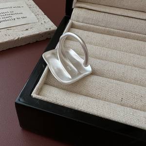 Anillo de moda Retro de plata de ley S925 estilo coreano diseño de nicho mate estilo Simple al por mayor - Product Image 3