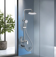 Ensemble de douche mural de luxe élégant en laiton chromé, design à levage infini, mitigeur chaud/froid, jet de pluie massant poli