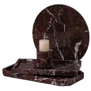 Stonekocc 100% púrpura rojo rosa mármol bandeja almacenamiento aromaterapia vela soporte pequeño hogar Decoración candelabro titular otros - Product Image 6