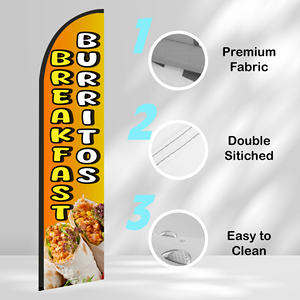2.5*11.5 FT BURRITOS BREAKFAST High Quality Custom Feather <b>Flags</b> Beach <b>Flag</b> for Beach Party and Advertising Promotions - Product Image 3