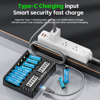PUJIMAX-Ensemble de chargeur de batterie rechargeable, 8 pièces, 3400mwh, batteries de recharge et huit emplacements, chargeur de batterie rapide pour usage domestique