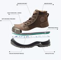 Chaussures de sécurité antidérapantes imperméables à embout d'acier, légères, pour hommes, bottes de travail industrielles, durables, en cuir, pour la randonnée et l'escalade