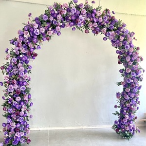 Arco de flores en forma de U de seda morada lujosa, adecuado para decoración de bodas y eventos. - Product Image 2