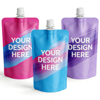 Pochette à bec verseur en plastique réutilisable personnalisée pour la maison, imprimée en gravure, étanche, avec fermeture éclair pour lessive, savon liquide