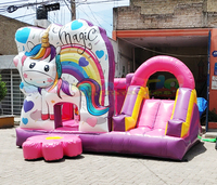 Château gonflable à ciel de licorne gonflable, roulettes rebondies, combo, château de saut, avec toboggan, livraison gratuite