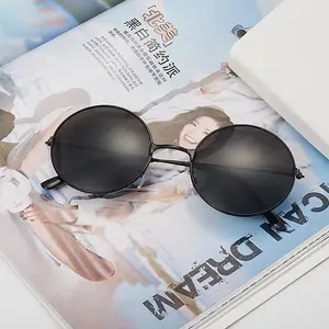 新款复古圆形时尚太阳镜上海沙滩太阳镜男女婚礼伴郎眼镜个性化王子镜