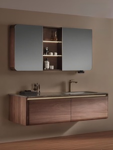 Medieval style bathroom cabinet combination modern light luxury walnut color bathroom cabinet bathroom washroom - Product Image 6