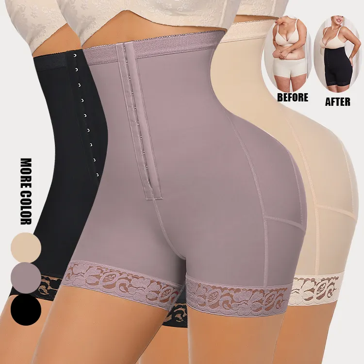 HEXIN-faja de cintura alta para mujer, anzuelos ajustables de 3 colores, Control de barriga, ropa moldeadora, elevador de glúteos