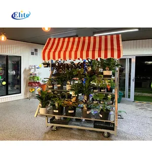 धातु गर्म जस्ती विस्तारित जाल उद्यान केन्द्र दुकान नर्सरी फूल संयंत्र बिक्री के लिए ट्राली गाड़ी