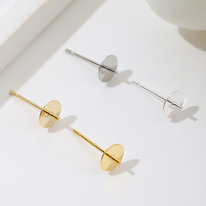 DIY Semi-finished Earring <b>Post</b> with 925 Sterling Silver Electroplated 18K Gold-plated Copper Cross Head, Beaded Earring Set - Product Image 3