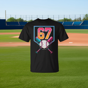 Camiseta para hombre con diseño de béisbol, helado y jugador número 67, para el 67º cumpleaños - Product Image 3