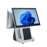 Terminal de point de vente tactile double écran Windows 15,6 pouces, vente en gros fabricant, processeur Intel i3/i5/i7, 4 Go/8 Go de RAM, caisse enregistreuse