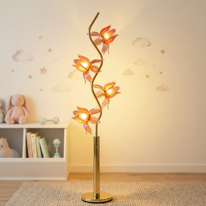 Wholesale Lotus <b>Floor</b> <b>Lamp</b> with Soft LED Glow, S-curve Golden Metal Pole, Acrylic Petal <b>Shade</b> <b>for</b> Residential & Commercial Use - Product Image 1