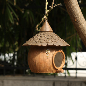 Witt Creative Décoration de jardin Décoration Bois Extérieur <span class=keywords><strong>Maison</strong></span> d'oiseau Hiver Chaud Nid d'oiseau Suspendu Nid Résine Artisanat - Product Image 5