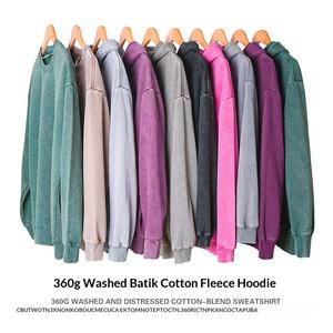 Sweat-shirt à col rond en coton batik vieilli personnalisé avec logo, couleur unie, ample, pour <span class=keywords><strong>homme</strong></span> et femme, 360g - Product Image 2
