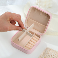 Étui à bijoux de voyage en cuir PVC, boîte à bijoux avec fermeture éclair, organisateur de bagues, boucles d'oreilles, colliers, rangement portable pour femmes