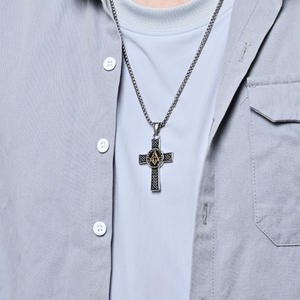 Freemason <b>Cross</b> Necklace Stainless Steel Celtic Knot Pendant Unisex Gift Jewelry - Product Image 3