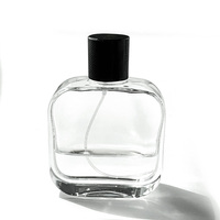 Bouteille vide d'épaisseur d'atomiseur de parfum en verre carré plat avec couvercle Vente en gros personnalisé 30ml 50ml 100ml usine