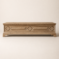 Table basse rectangulaire moderne, luxueuse, artisanale, durable, multifonctionnelle, avec panneau de rangement et motifs en relief diamantés sur le devant