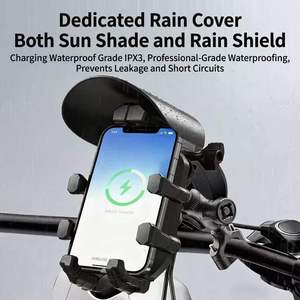 <span class=keywords><strong>Support</strong></span> de téléphone pour moto et vélo avec chargeur sans fil 30W Type-C 15W, pare-soleil, anti-vibration, antivol - Product Image 1