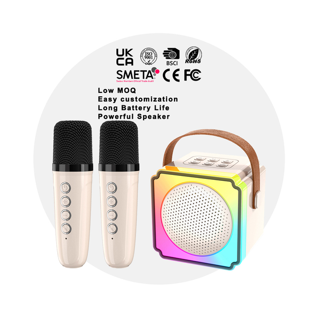 Party Wireless RGB LED Flash Speakers for 5.3 IPX4 Waterproof 2 Microphones-Portable Smart Hi-End Woofer for Outdoor Use