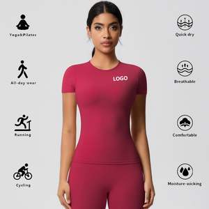 Camisa de manga corta personalizada para gimnasio, fitness, entrenamiento, yoga, Top para mujer - Product Image 3