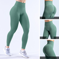 Ropa deportiva para mujer con logotipo personalizado, mallas de entrenamiento con glúteos fruncidos, pantalones de cintura alta para gimnasio, mallas de Yoga sin costuras para mujer