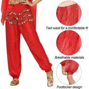 Ropa de escenario para actuación, pantalones de baile brillantes, trajes de baile con lentejuelas, bombachos de gasa, pantalones árabes, pantalones Harem - Product Image 5