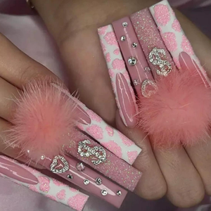 Kim Cương Sang Trọng Salon Làm Móng Tay Quan Tài Bán Buôn Nhân Tạo Móng Tay Pháp Phong Cách Vuông Key Tính Năng Ưa Thích Long Lanh Móng Tay Giả - Product Image 5