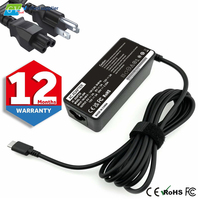 Adaptateur de chargeur Type-C 65W pour ordinateur portable ThinkPad T480/T490/T580 Chromebook PC Matériel ignifuge Noir Certifié CE/FCC/ROHS