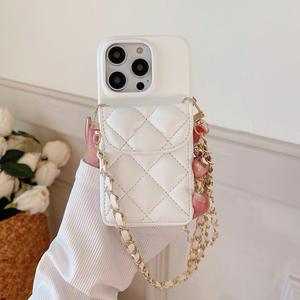 Étui de téléphone à bandoulière à la mode <span class=keywords><strong>avec</strong></span> porte-carte pour iPhone 17 16 15 14 13 12 11 Pro Max, couverture en cuir Pu de plusieurs couleurs - Product Image 1